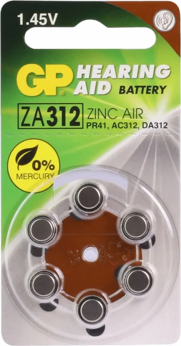 ZA312 GP Zinc Air Hearing aid battery 1.4V (6pcs)