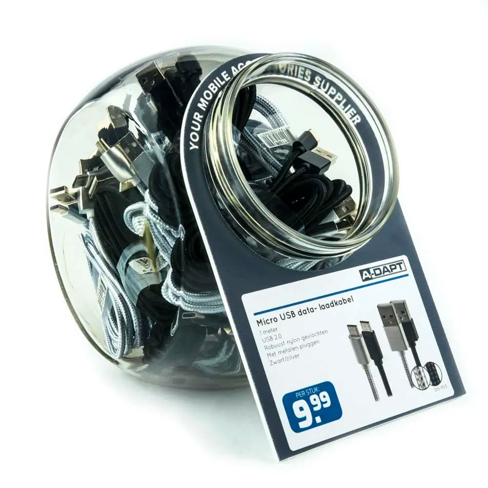 Glass jar data and charging cable Micro USB