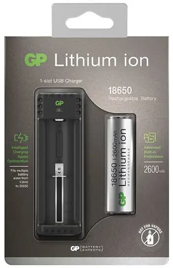 USB batterijlader GP L111 1 x Li-Ion 18650 2600 mAh