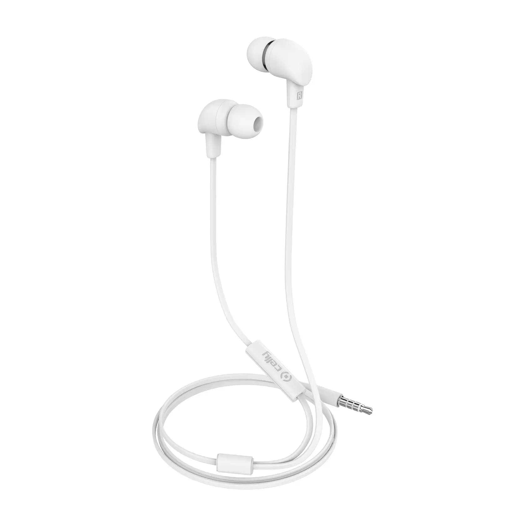 Stereo Earplugs Flat Cable White