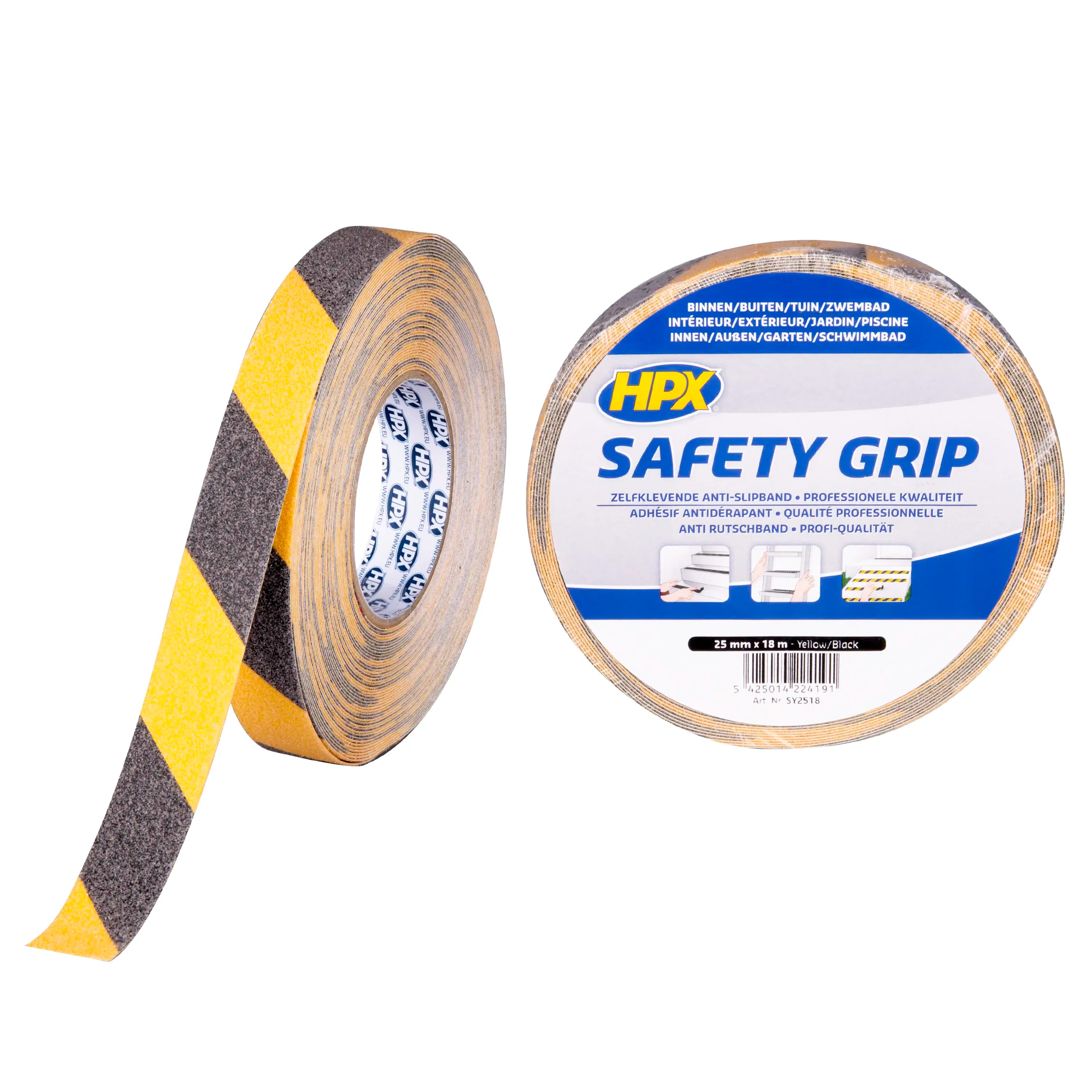 Anti-slip tape - black/yellow 25mm x 18m