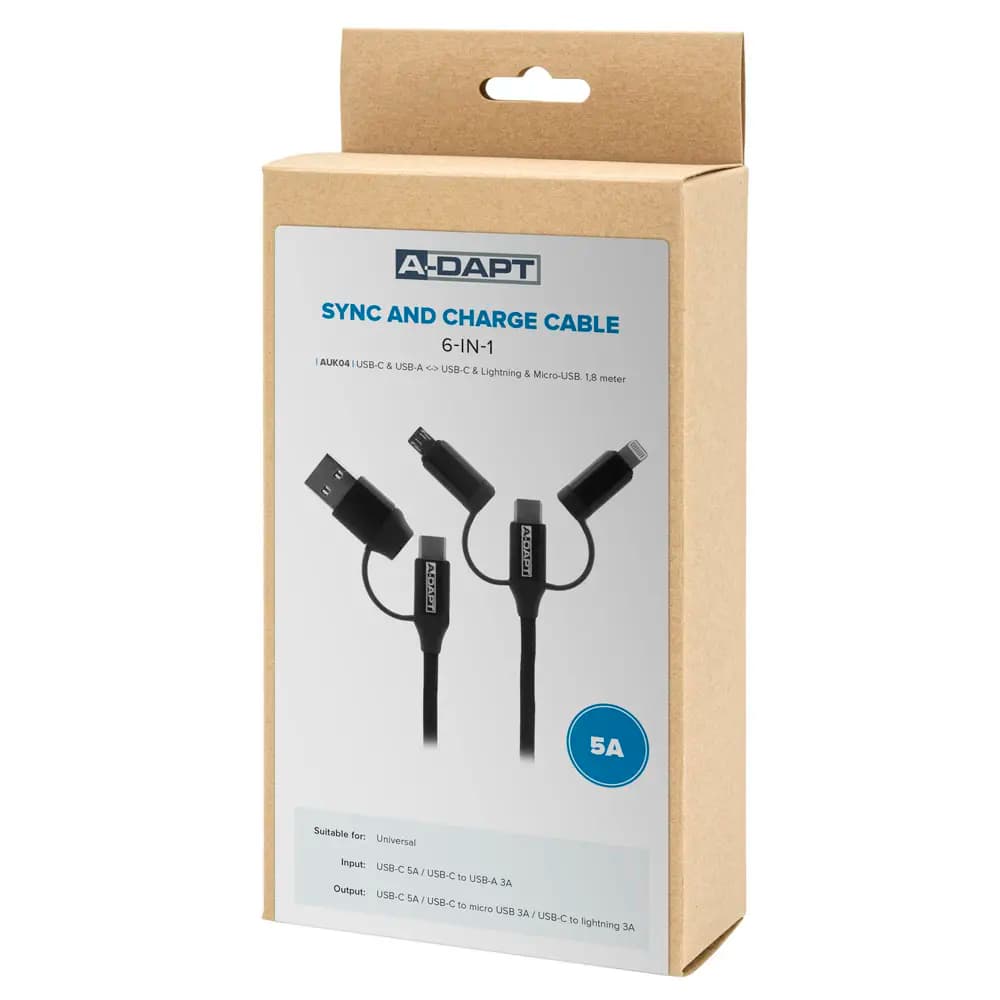 Data and Charging cable USB-C 6in1 black