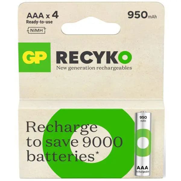 AAA Battery Rechargeable GP NiMH 950 mAh ReCyko 1.2V 4 pieces