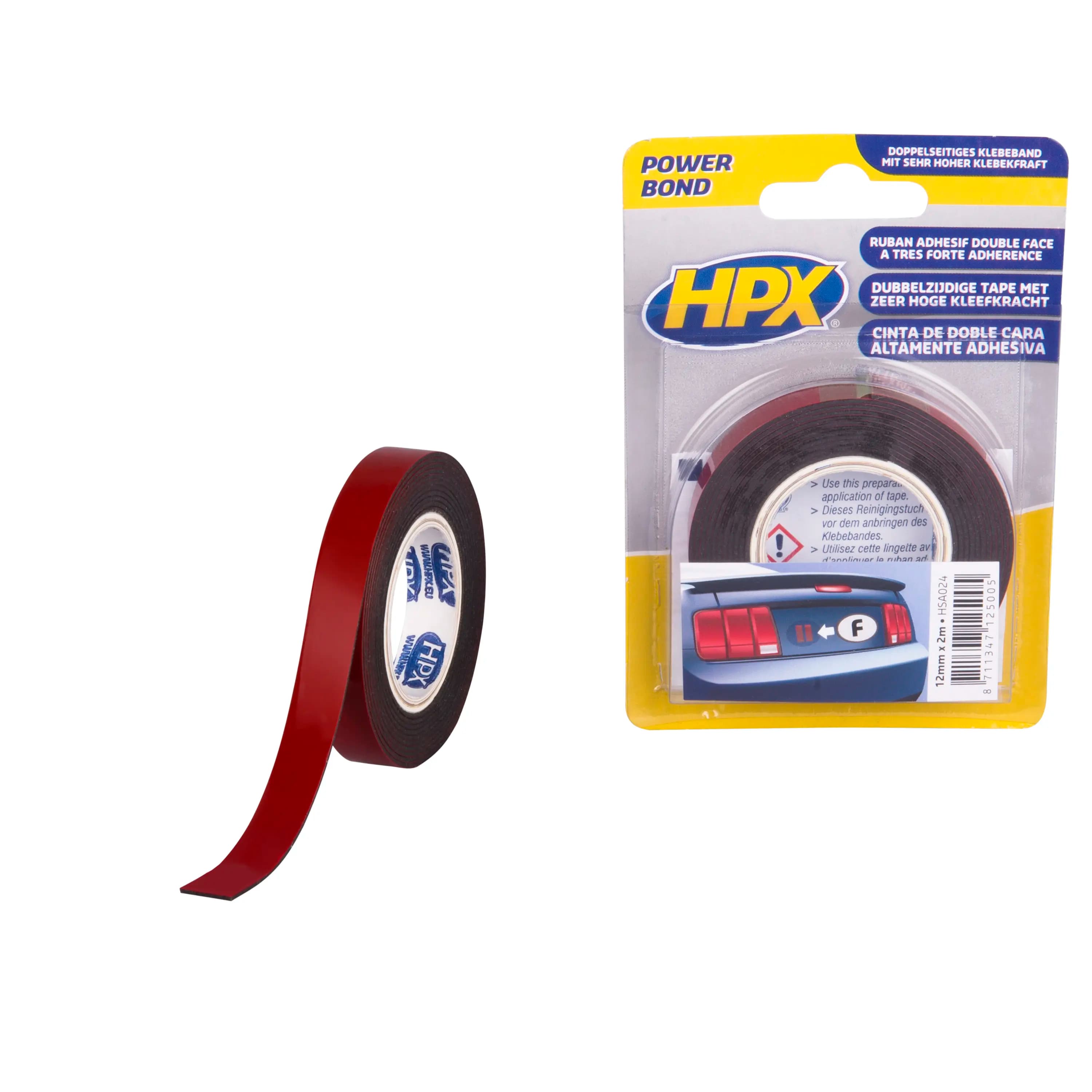 Dubbelzijdige HSA bevestigingstape - antraciet 12mm x 2m