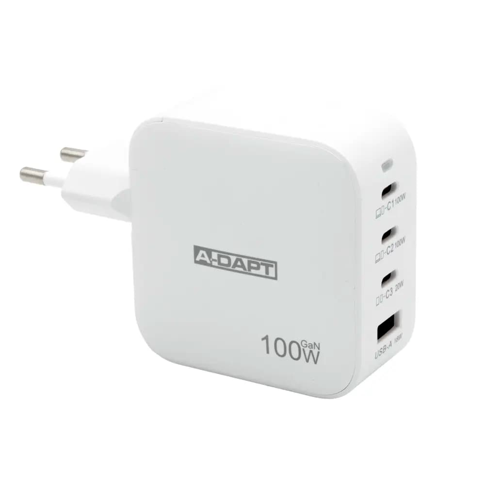A-DAPT Home charger 100 W 3x USB-C PD + USB QC 3.0 white