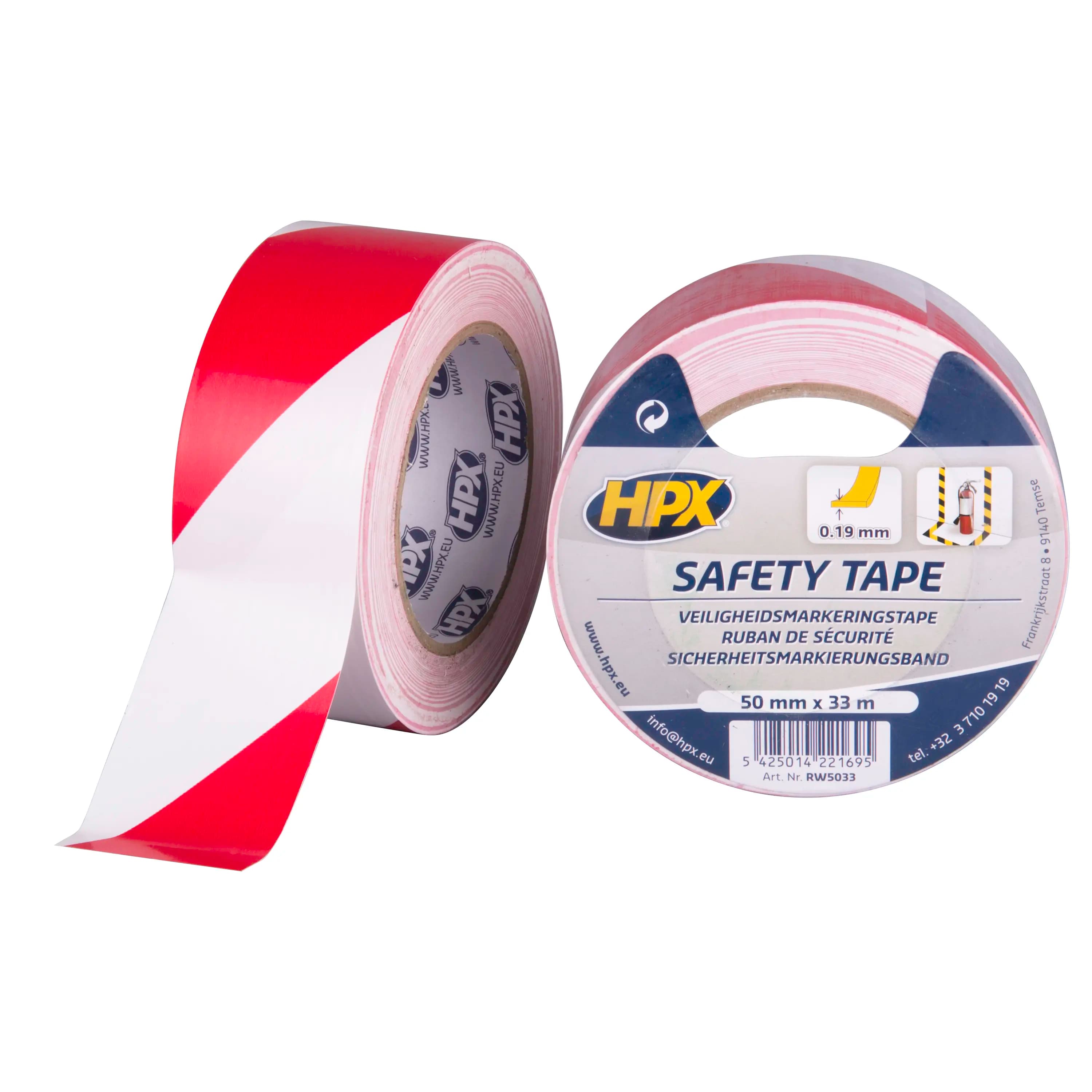 Self-adhesive marking tape - white/red 50mm x 33m