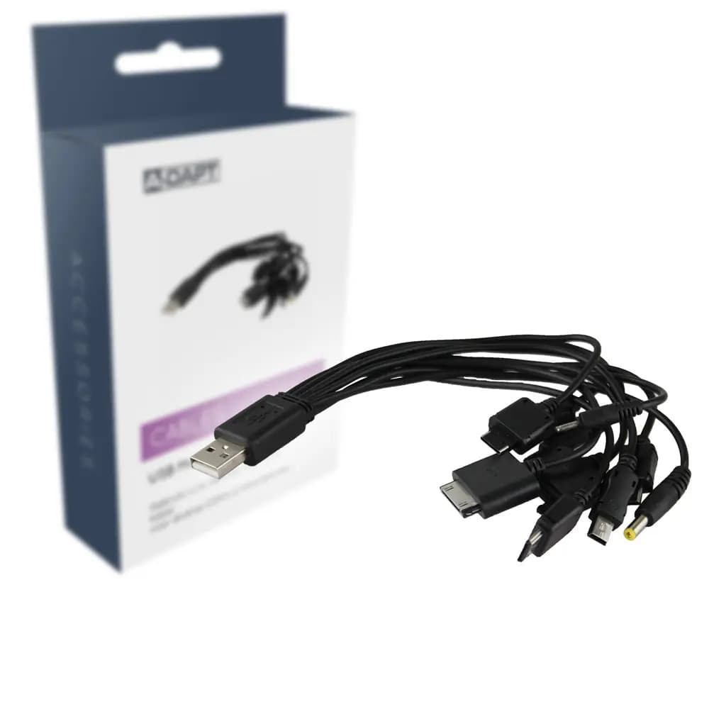 Data and charging cable USB Multicable black