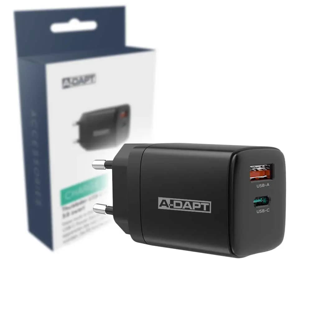 Home Charger USB-C PD 20W + USB QC 3.0 black
