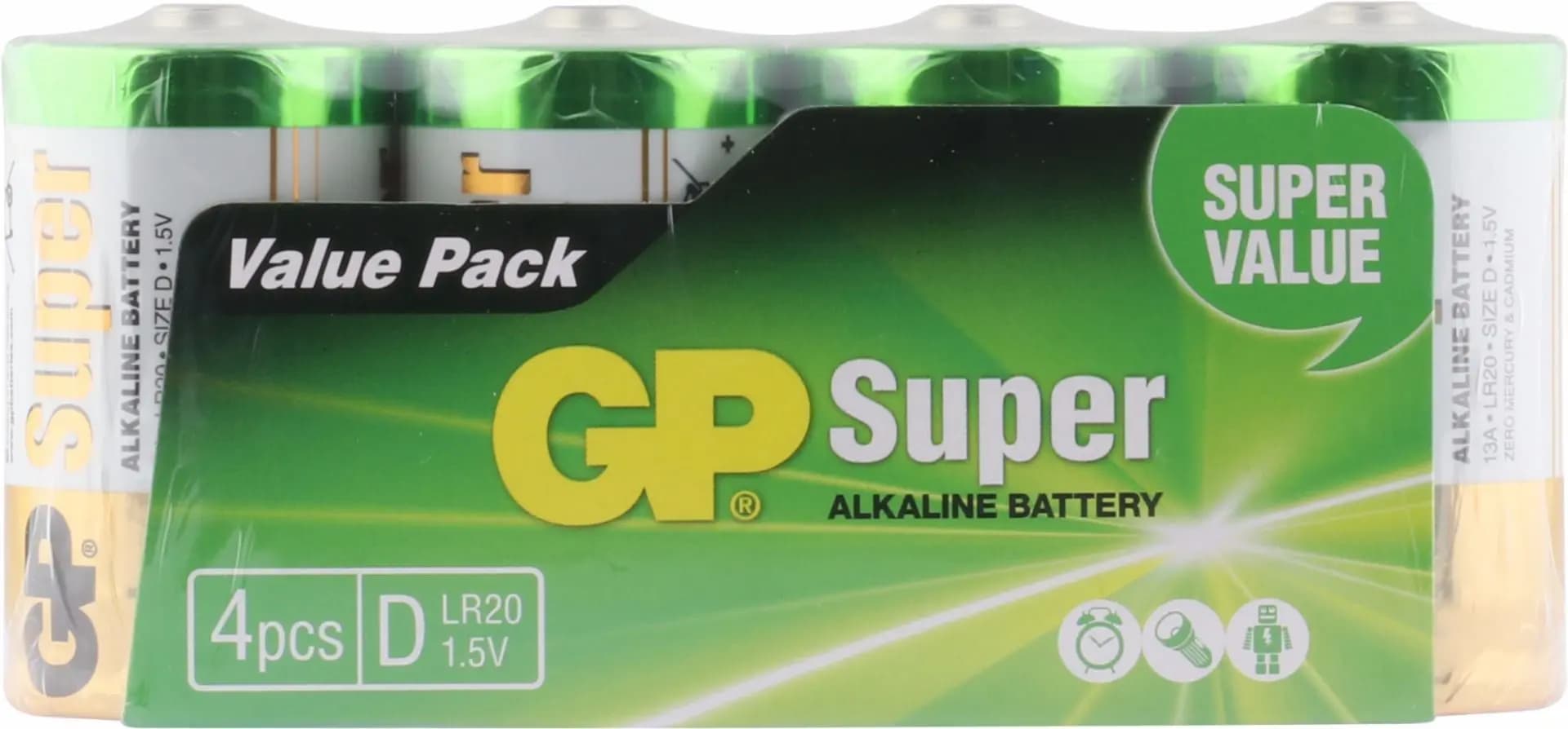 D Mono battery GP Alkaline Super 1.5V (4pcs)