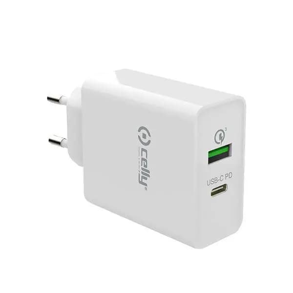 Thuislader USB + USB-C PD 18W Wit
