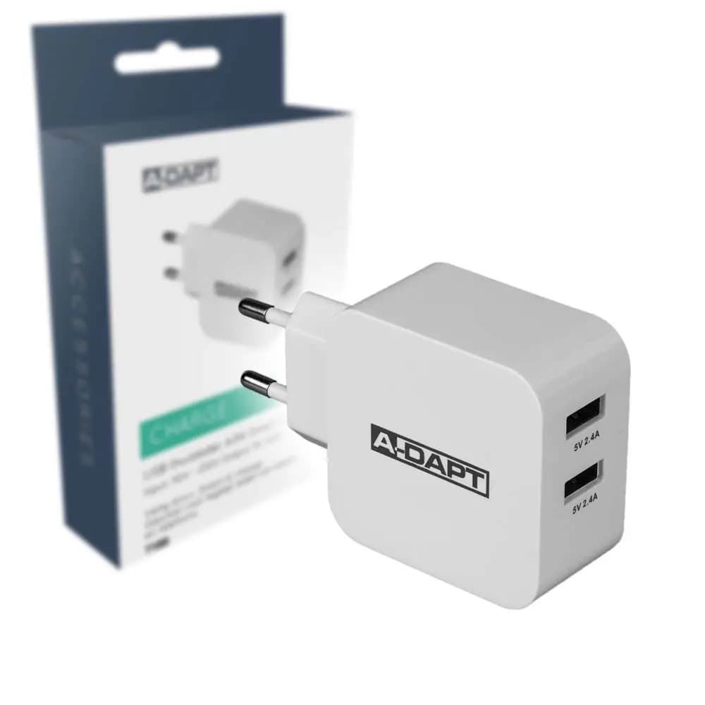 Thuislader 2xUSB 4.8A Smart IC wit