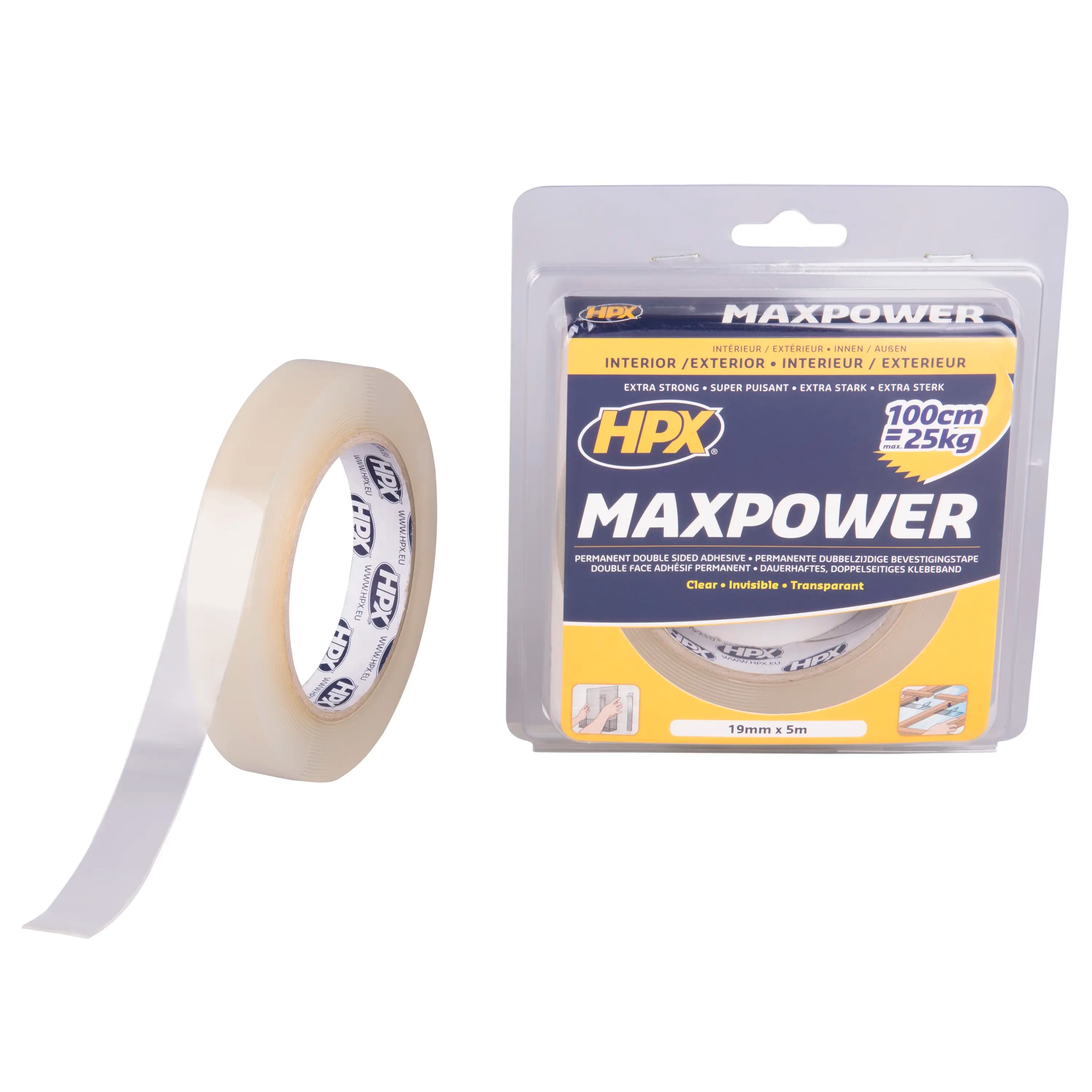 Max Power Transparent mounting tape - 19mm x 5m