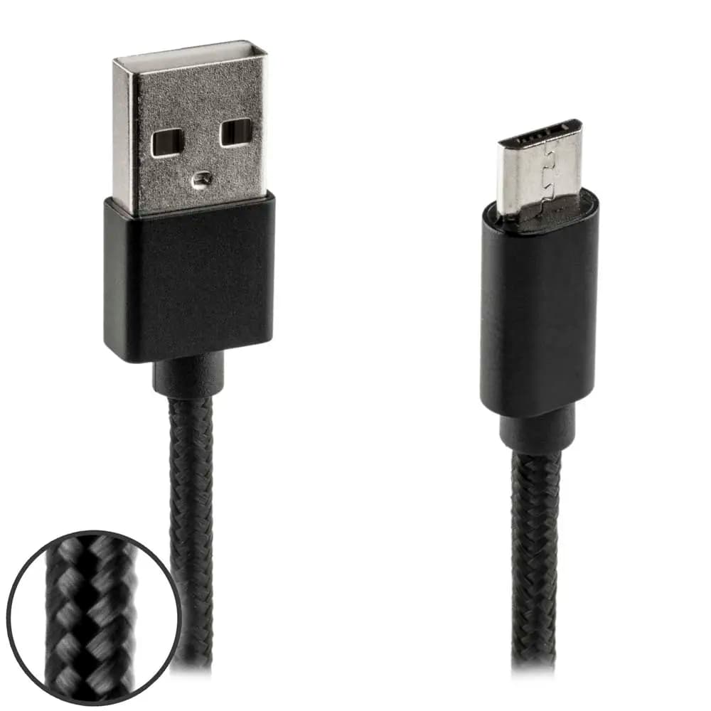 Data and charging cable Micro USB Nylon 2m black