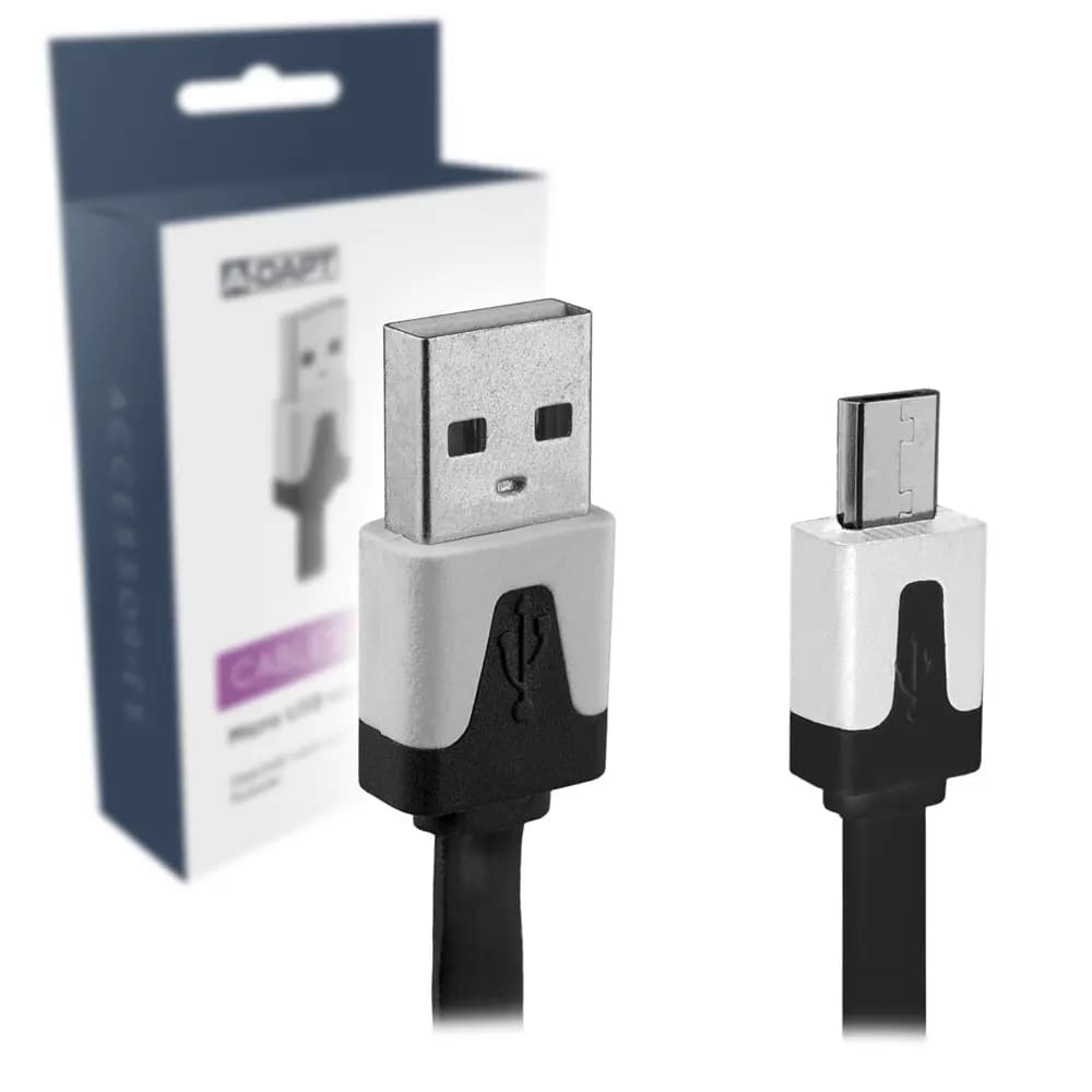 Data and charging cable Micro USB flat 1m black