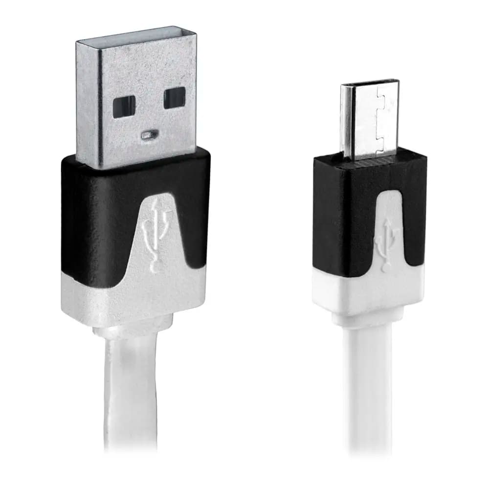 Data and charging cable Micro USB flat 1m white