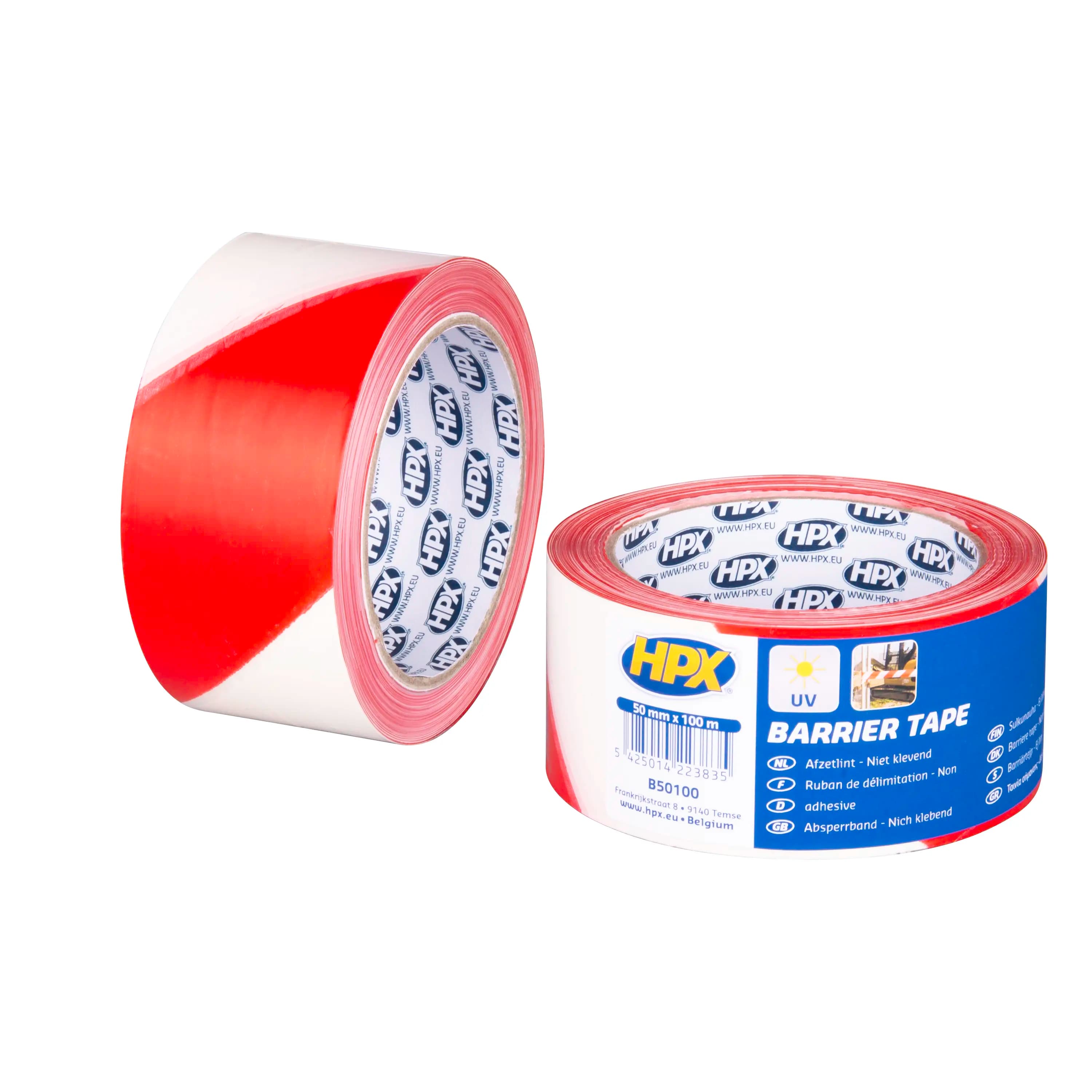 Absperrband - weiß/rot 50mm x 100m