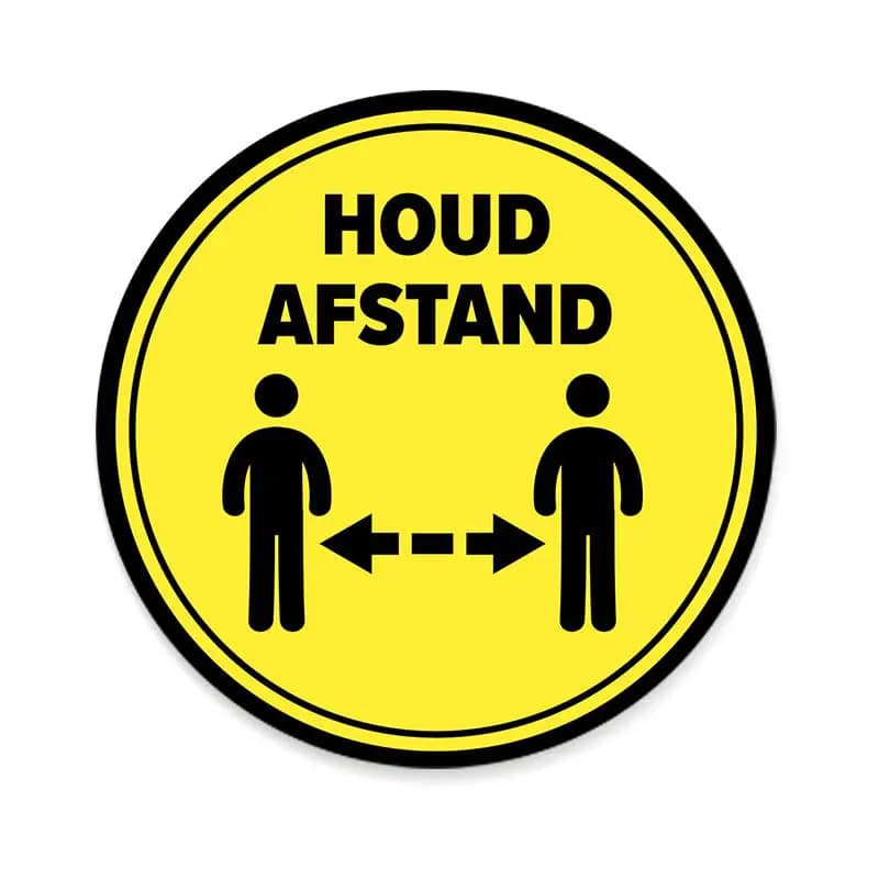 Fenster-/Bodenaufkleber rund gelb "Abstand halten