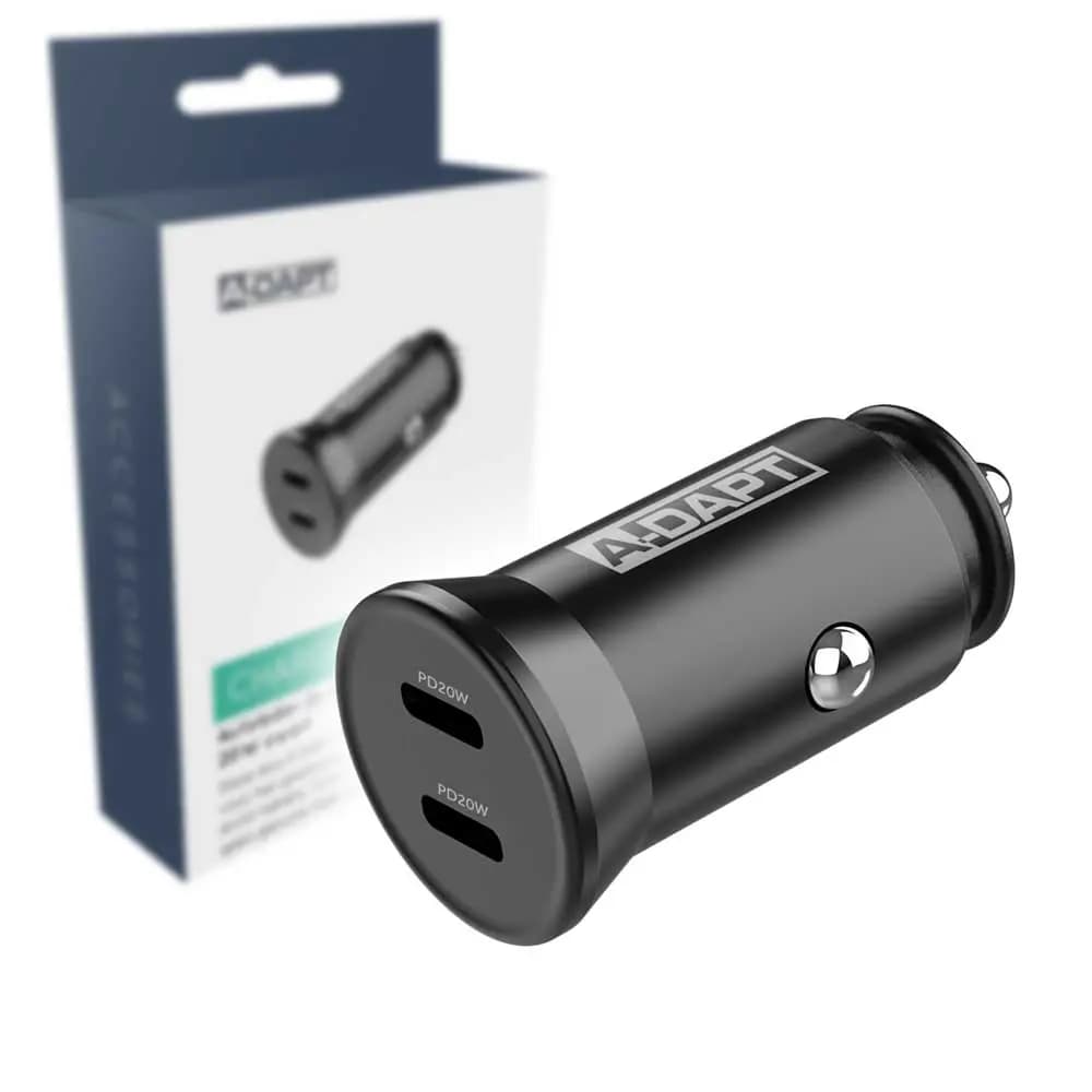 Car charger 2x USB-C Power Delivery 40W black