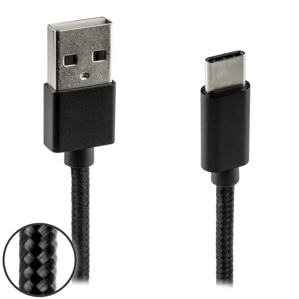 Data and charging cable USB-C Nylon 1m black