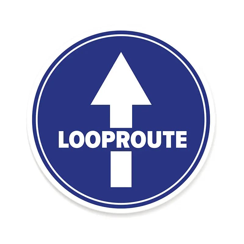 Floor sticker round blue "Walking route"