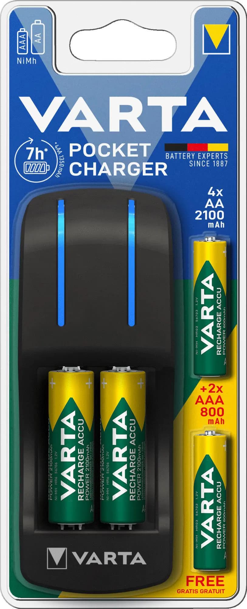 Varta Taschenladegerät inkl. 4 x AA 2100mAh 2 x AAA 800mAh