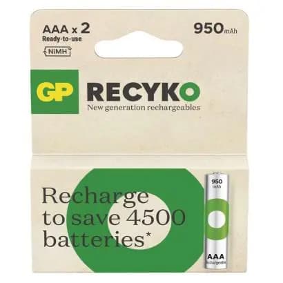 AAA Battery Rechargeable GP NiMH 950 mAh ReCyko 1.2V 2 pcs.
