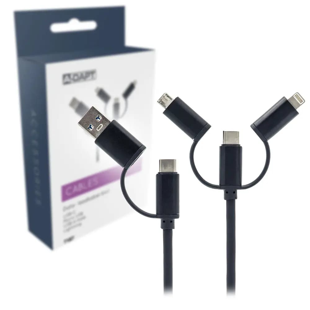 Charging cable USB 6in1 black heavy duty version