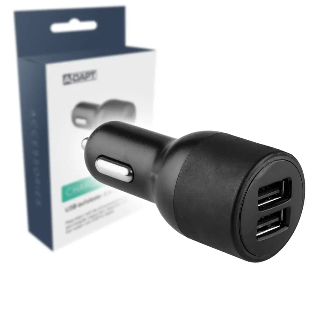 Car charger 2xUSB 3.1A Smart IC black
