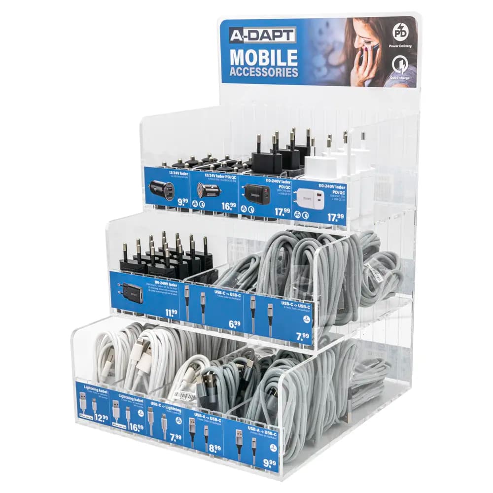 A-DAPT counter display smartphone cables and chargers V3