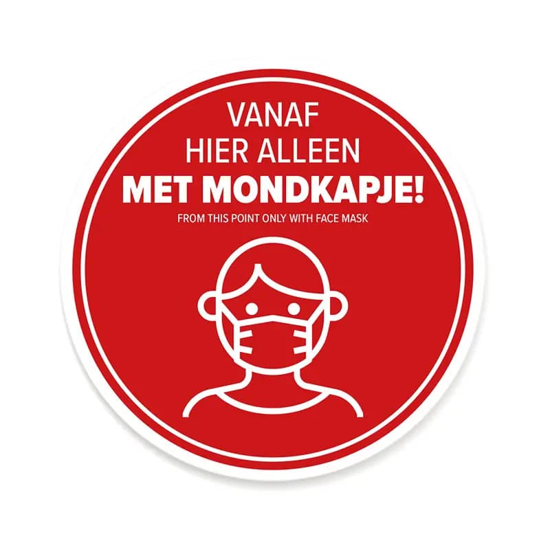 Fenster-/Bodenaufkleber rund rot "Mündungskappe erforderlich"