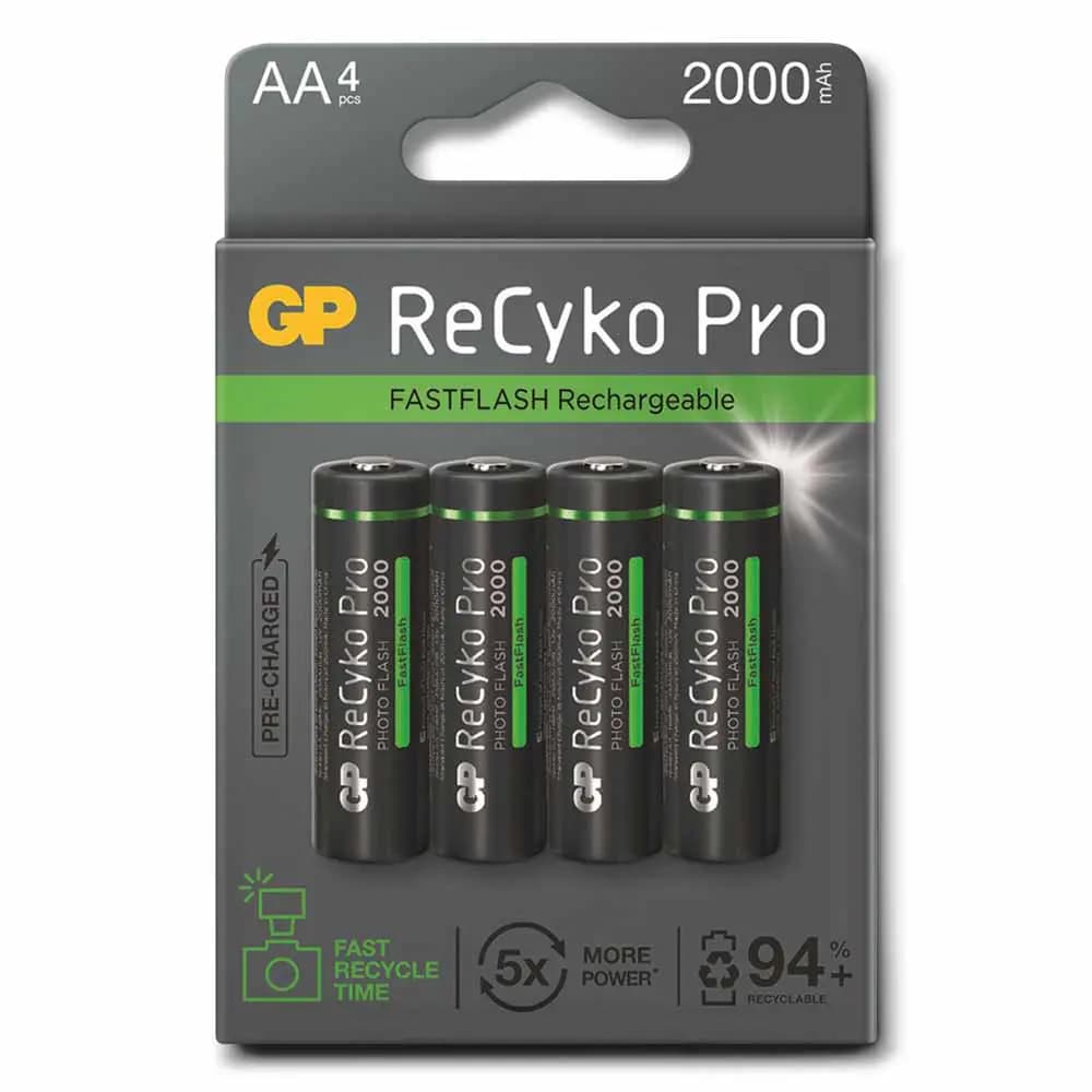AA batterij Oplaadbaar GP NiMH 2000 mAh ReCyko Pro Photoflash 1,2V 4 stuks