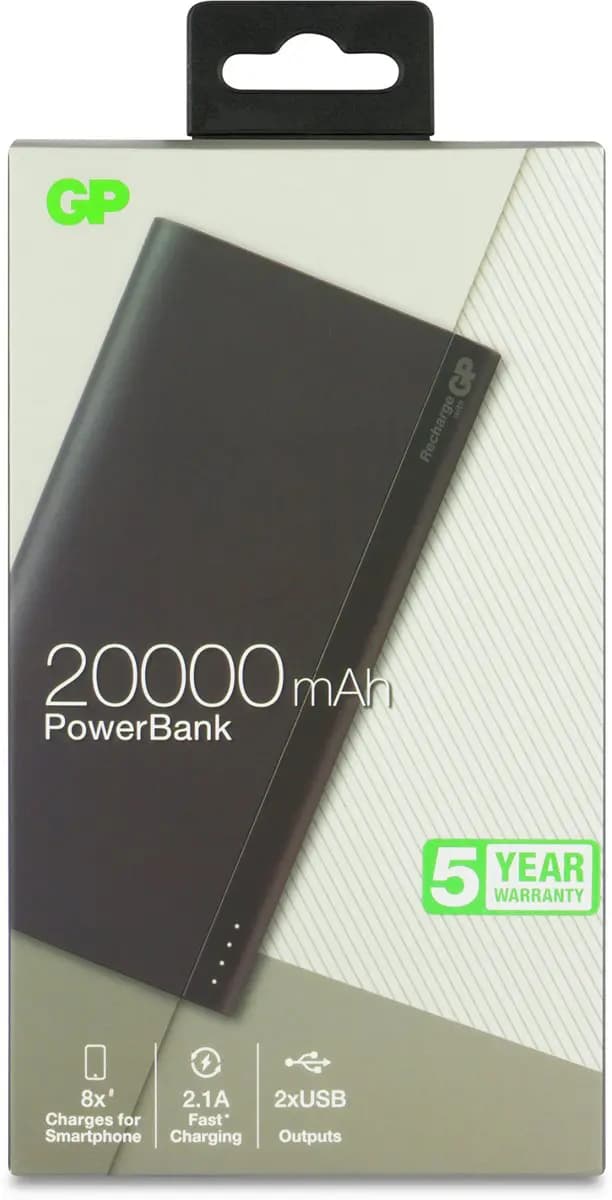 Power bank GP B20A grey 20,000 mAh 2 USB ports 2.1A