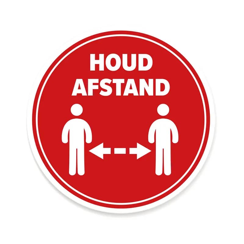 Fenster- / Bodenaufkleber rund rot "Abstand halten