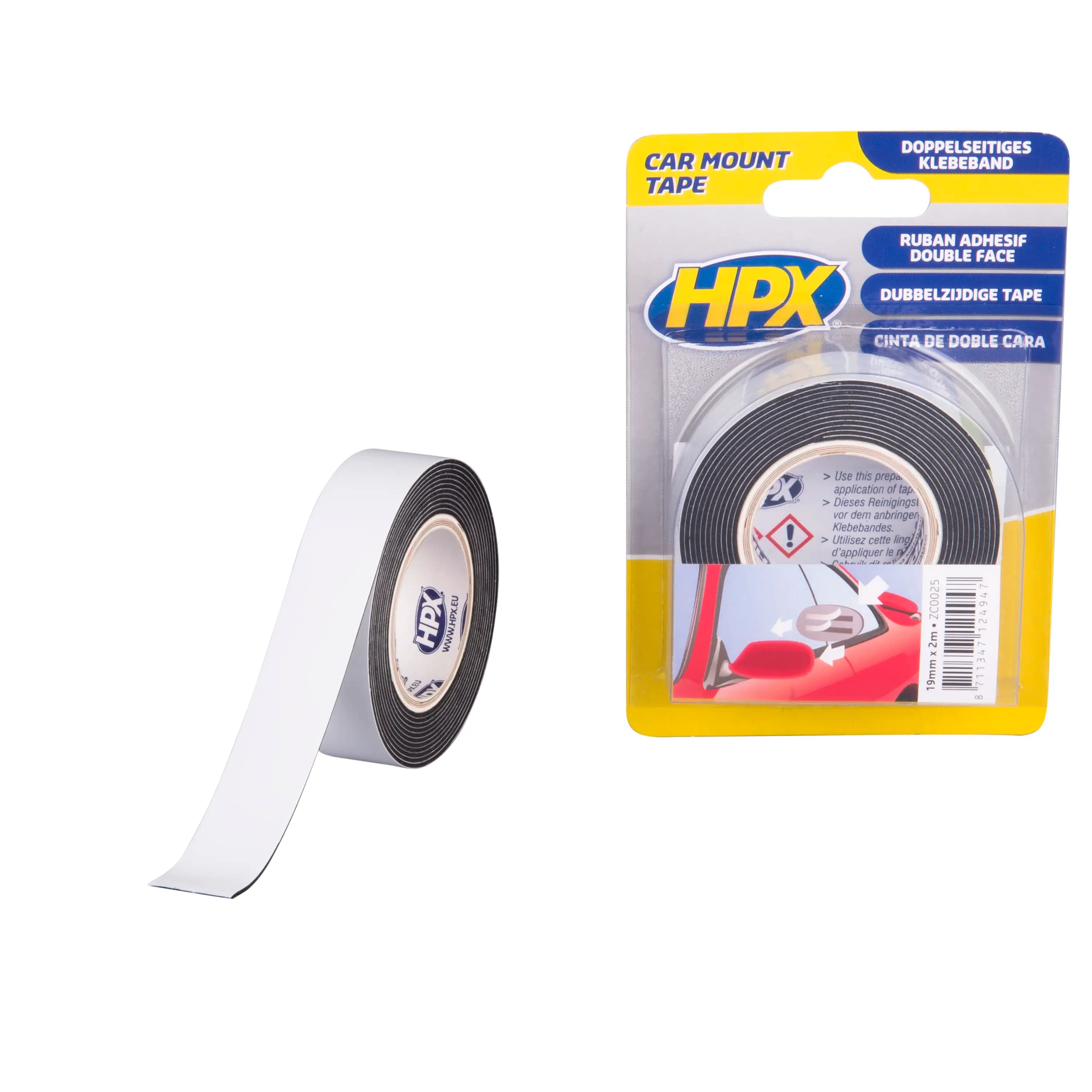 Double sided PE fixing tape - black 19mm x 2m
