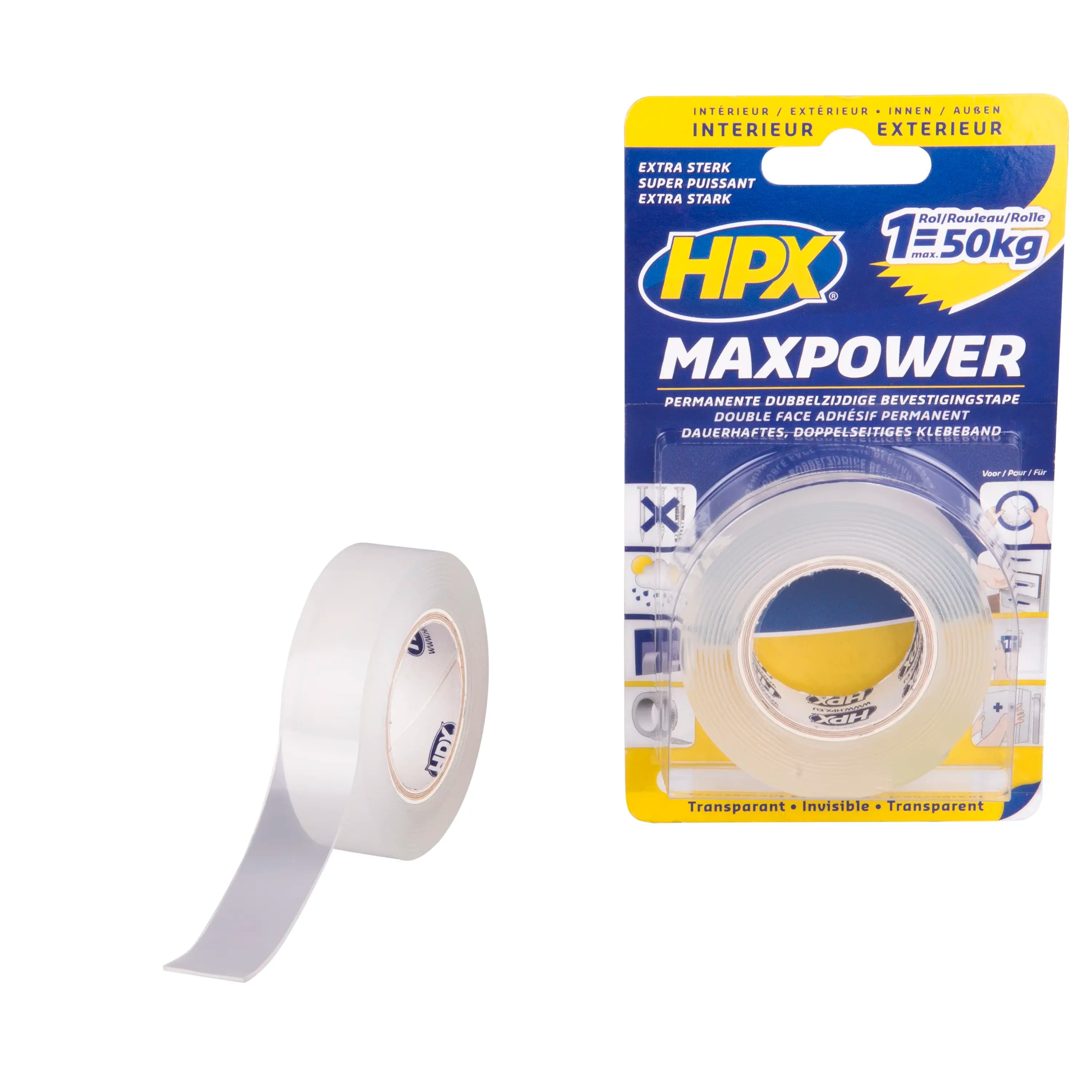 Max Power Transparent bevestigingstape - 19mm x 2m