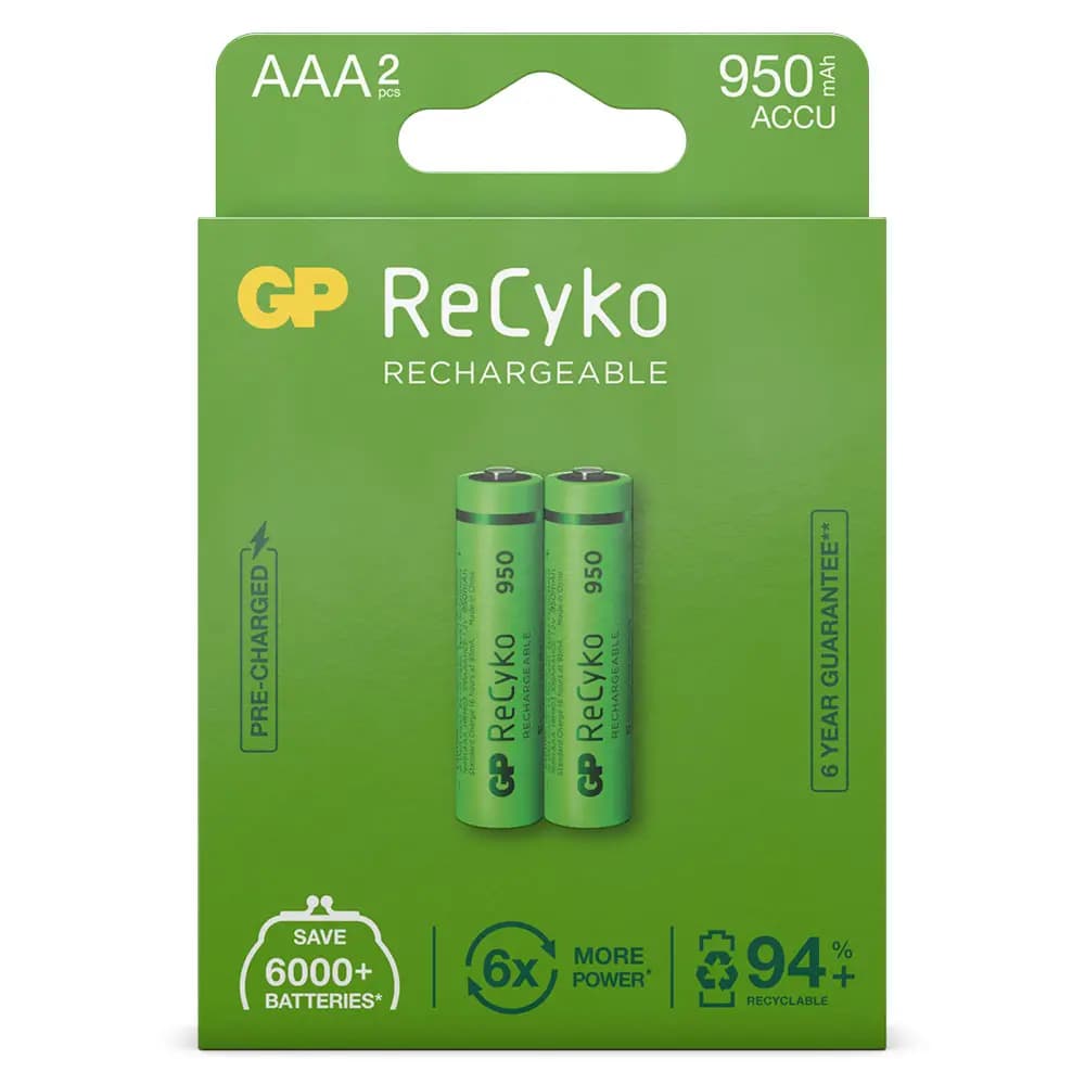 AAA battery Rechargeable GP NiMH 950 mAh ReCyko 1.2V (2 pcs)