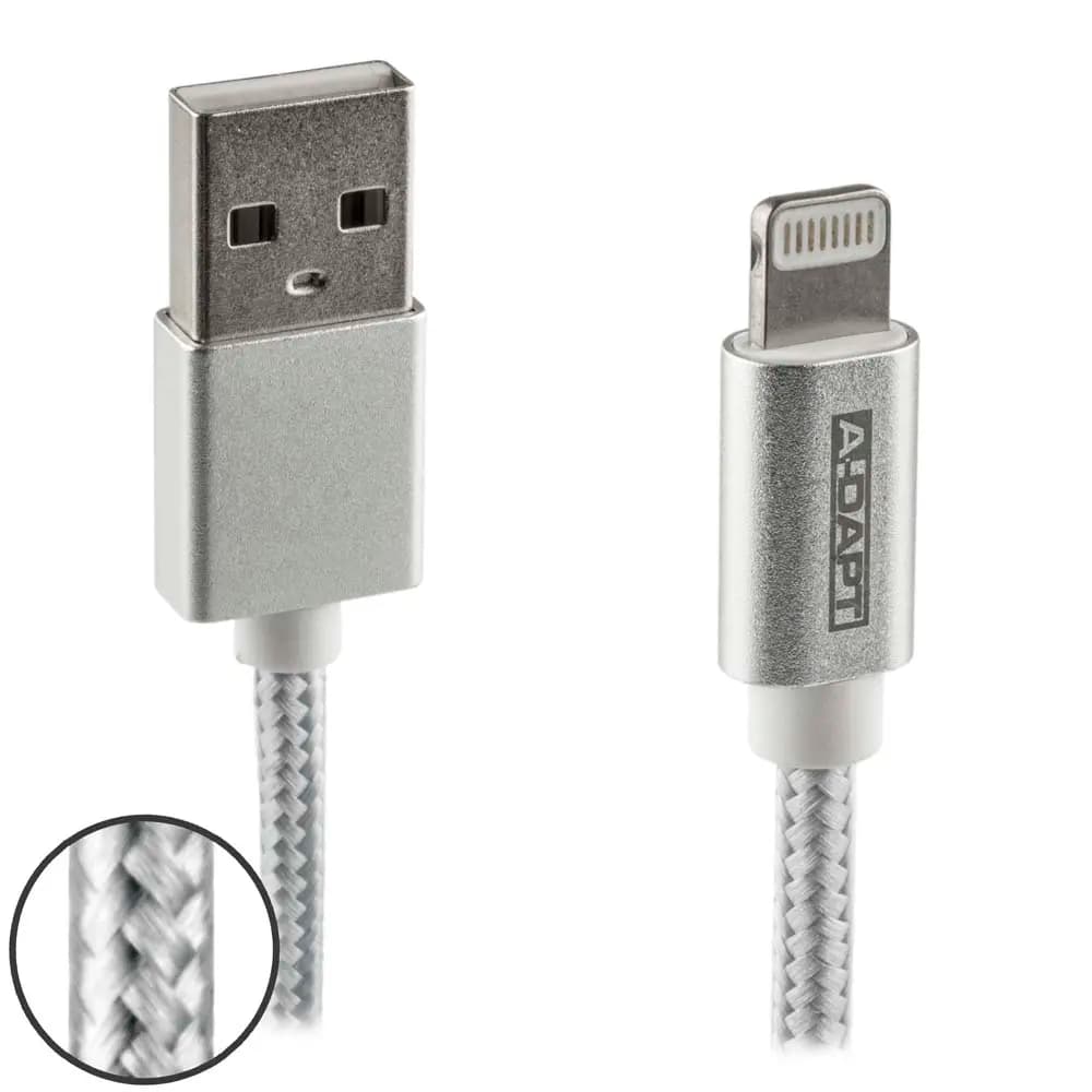 Data and charging cable USB-A > Lightning MFI Braided 1m silver