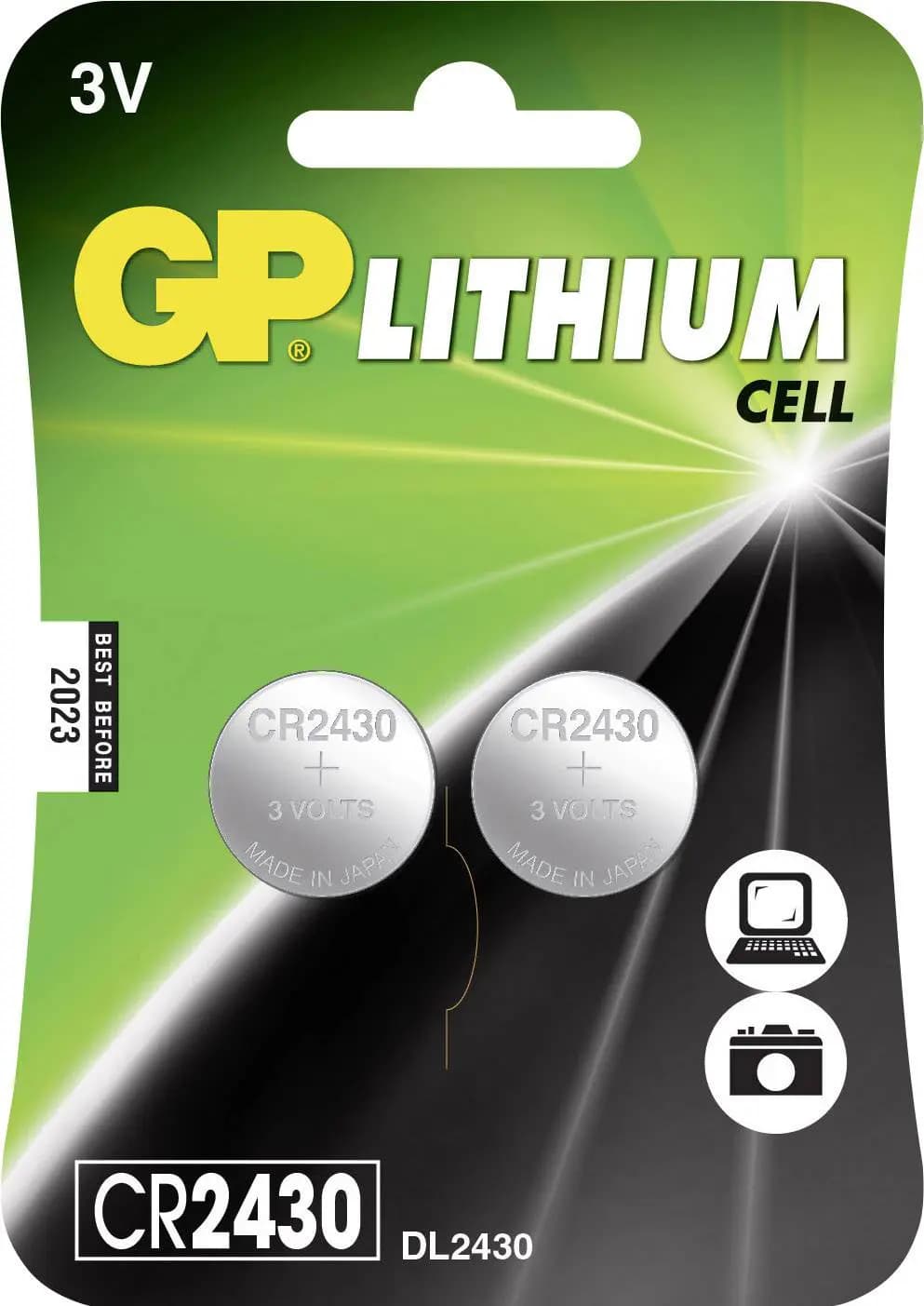 CR2430 GP Lithium button cell 3V 2 pieces