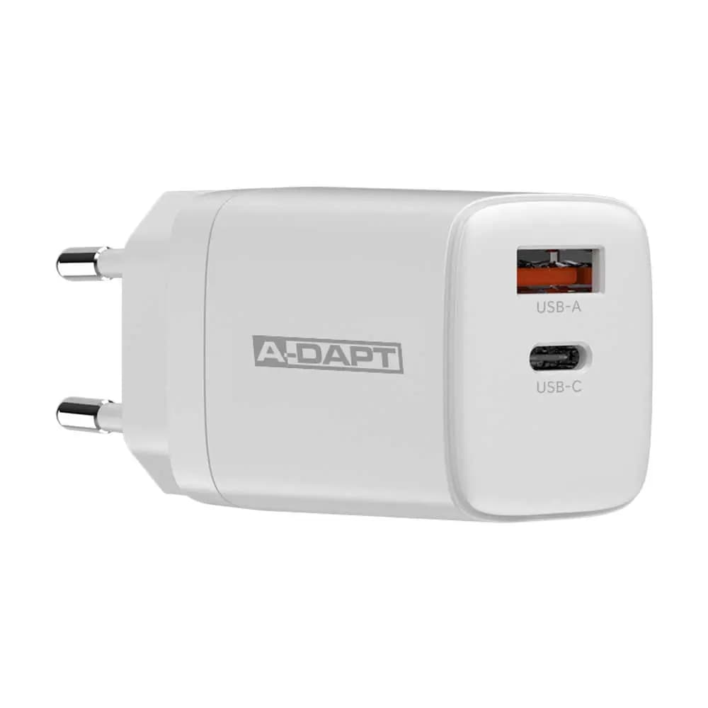 Home Charger USB-C PD 30W + USB QC 3.0 white