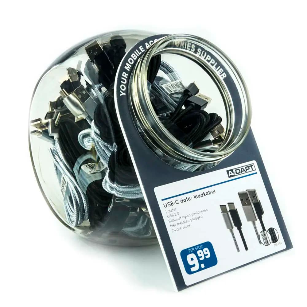 Glass jar data and charging cable USB-C