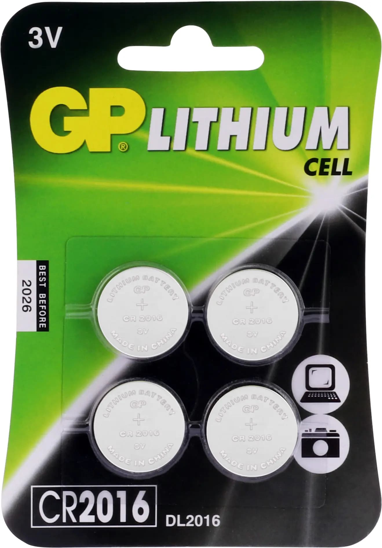 CR2016 GP Lithium button cell 3V (4pcs)