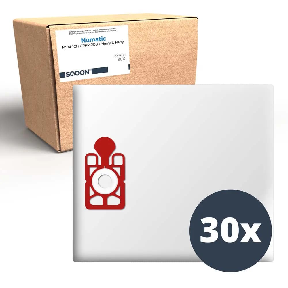 SQOON Staubsaugerbeutel passend für Numatic NVM 1CH Henry/James 30 Stück im Versandkarton