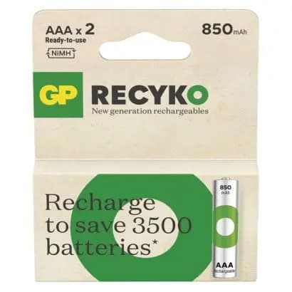 AAA Battery Rechargeable GP NiMH 850 mAh ReCyko 1.2V 2 pcs.