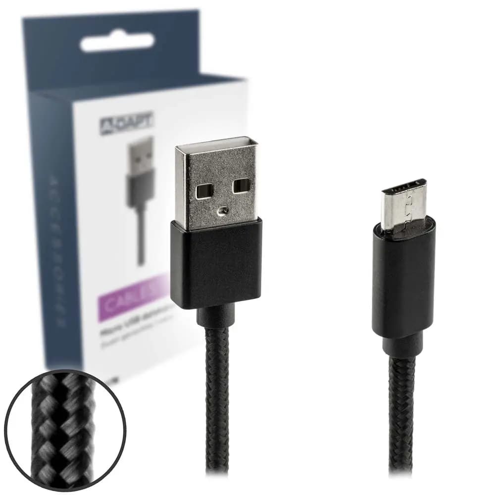 Data and charging cable Micro USB Nylon 1m black